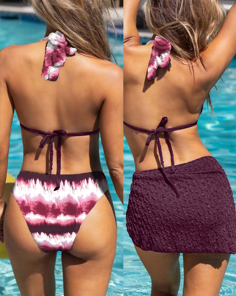 Maillot De Bain Trois Pièces Imprimé Dégradé Bikini